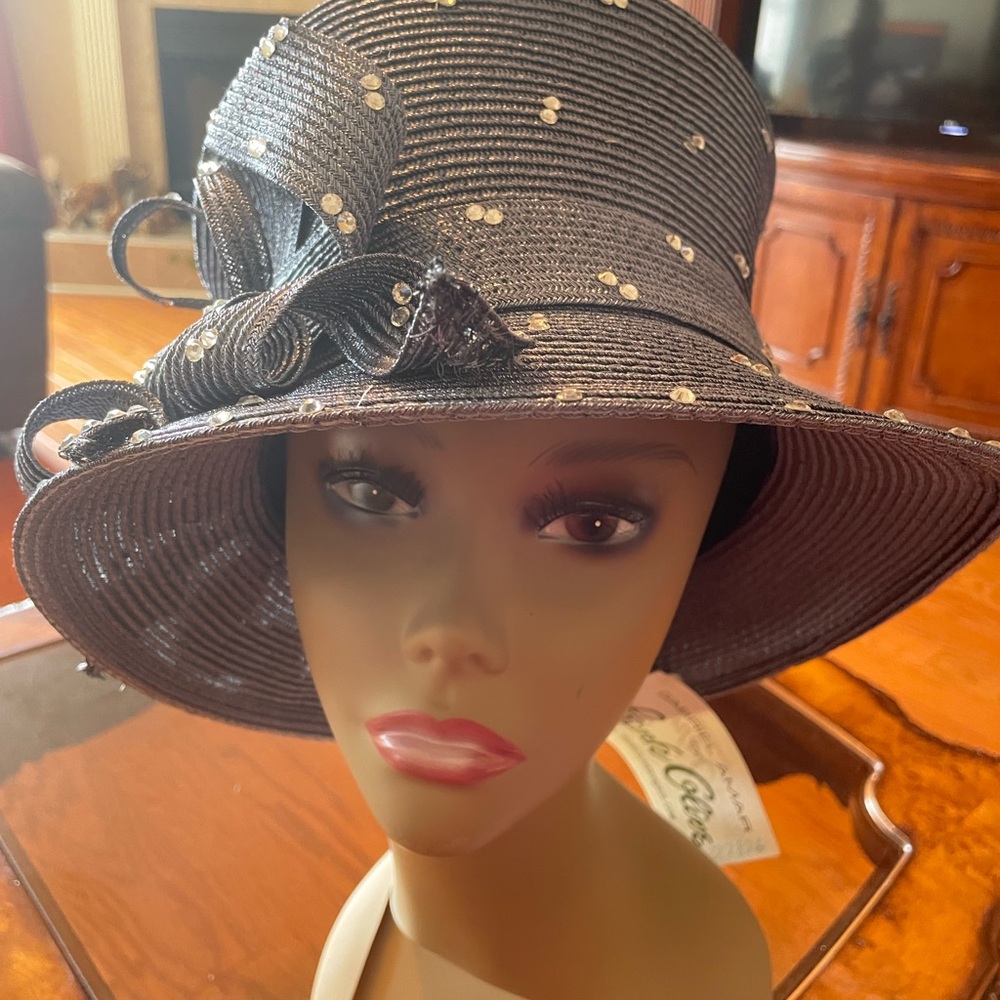 Elegant Black Sequin Hat